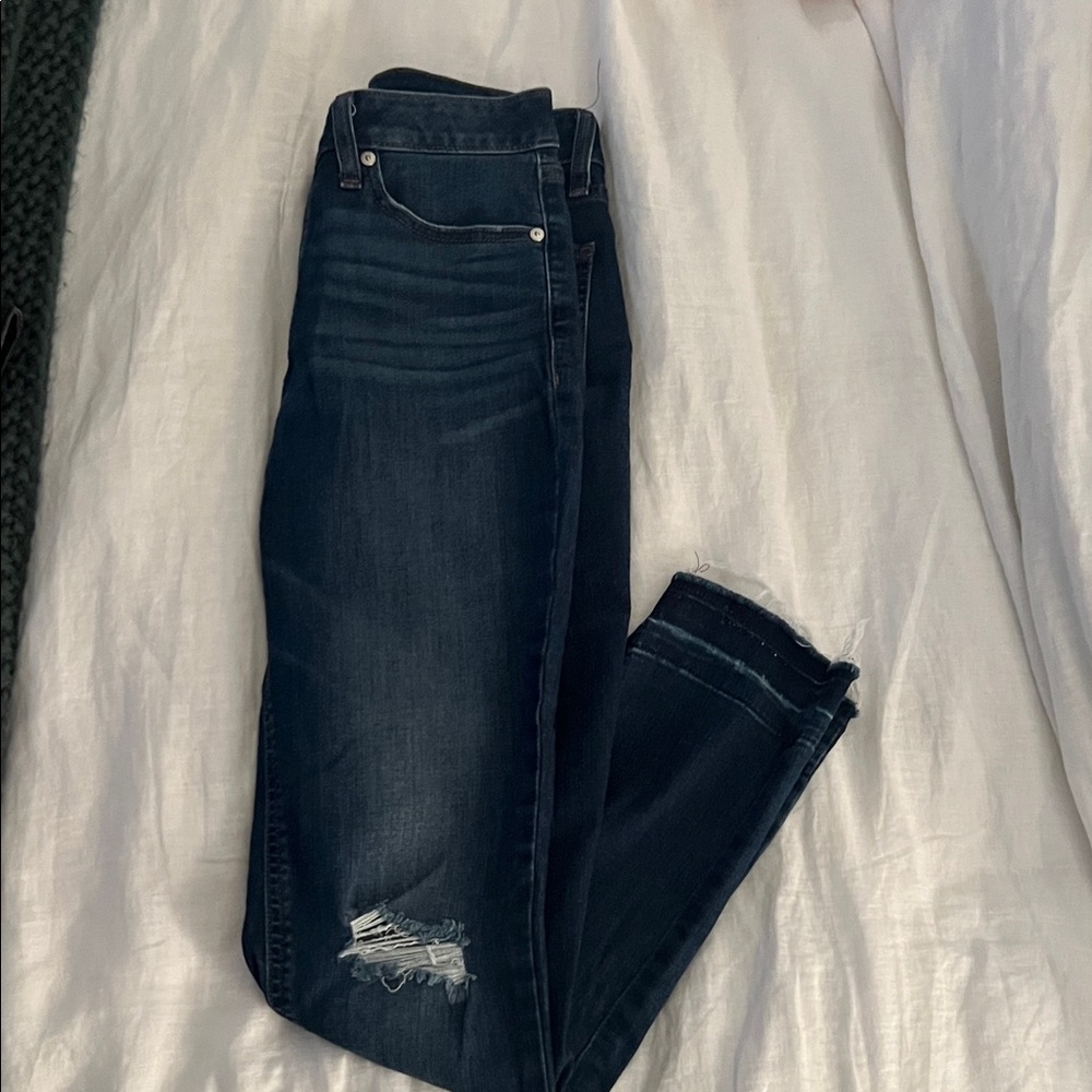 LC Lauren Conrad Dark Wash Distressed Skinny Jeans